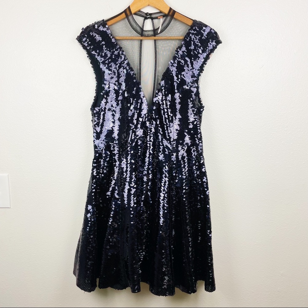 Free People Dance Till Dawn Sequin Mesh Swing Dress